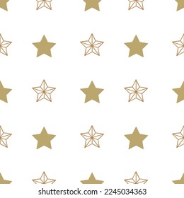Fancy seamless pattern with golden stars. 
