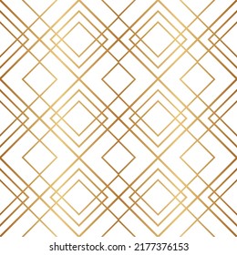 Fancy Seamless Pattern. Repeated Gold Diamond Background. Modern Art Deco Texture. Repeating Gatsby Patern For Design Print. Geometric Contemporary Wallpaper. Abstract Geo Lattice. Vector Illustration