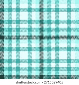 Fancy textura de tartan sem emenda, madras tecido de tecido vetorial. Padrão de comércio xadrez verificar fundo na paleta de cores de azul-petróleo claro e suave.