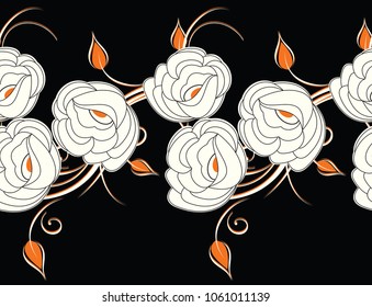 Fancy seamless vector floral border
