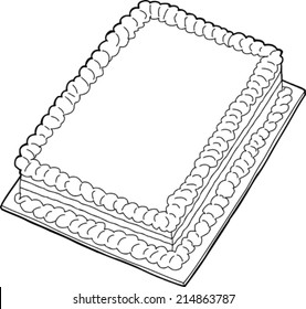 Fancy Sheet Cake With Copy Space In Black Outline