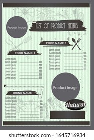 Fancy simple menu listing template for food or beverage business
