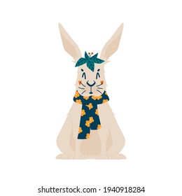 Fancy simple vector scene with an Easter Bunny. Can be used as a sticker, print, posters, on any products. The object is isolated