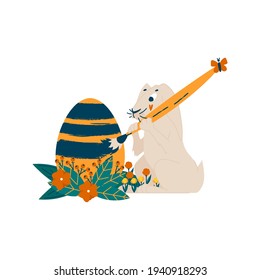 Fancy simple vector scene with an Easter Bunny. Can be used as a sticker, print, posters, on any products. The object is isolated