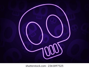 Fancy skull halloween party light line center pattern trick or treat decoration background. vector illustration.