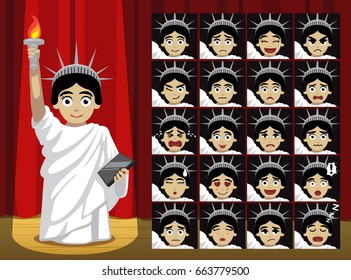 Fancy Statue Of Liberty Costume Cartoon Emotion Faces