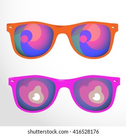 Fancy sunglasses, kitsch style. Vector illustration of accessory - eyeglasses isolated.