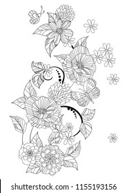 fancy swirl floral twig for your coloring book