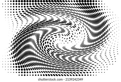 Fancy swirling halftone dotted background. Vector.