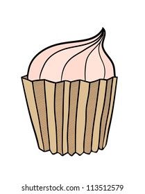 Fancy tart cake. Vintage tints and hatching. Eps 10 vector