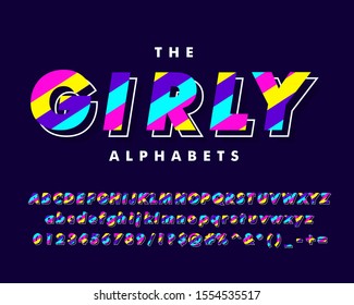 Fancy text effect, pop art alphabet style for retro and 80's design style