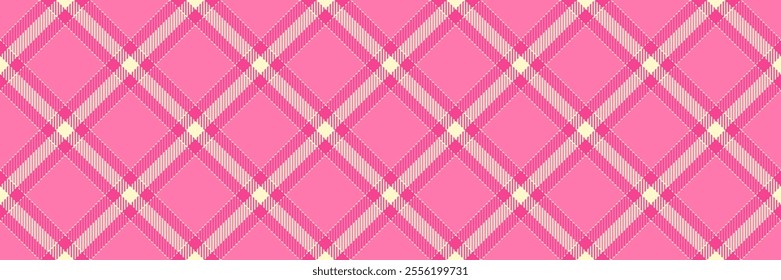 Fancy textile seamless check, order tartan plaid vector. Wool pattern background texture fabric in pink and lemon chiffon colors palette.