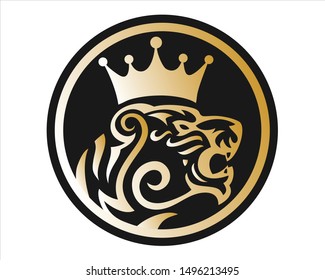 fancy tiger king head logo vector