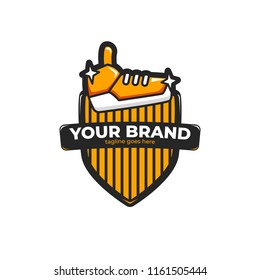 Fancy trendy shoe logo icon shield guard illustration sticker badge