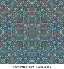 Motivos tribales brillantes: diseño gráfico de patrones sin fisuras. Ornamento orgánico abstracto. Patrón interminable de impresión textil. Diseño de época. La decoración interior está impresa.