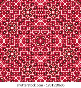 Fancy tribal motifs seamless pattern vector design. Continuous fashion ornament. Fabric print endless pattern. Sacred design. Interior decor print.