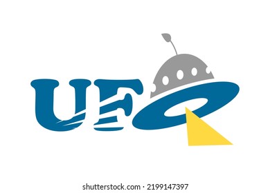 Fancy ufo logotype with alien spaceship element