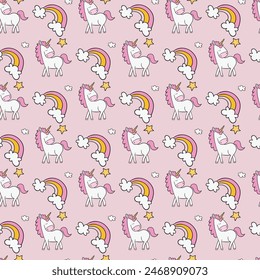 Fancy Unicorn Seamless Vector Pattern Design