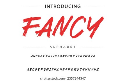 Fancy vector brush style font, alphabet, typeface