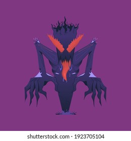 Fancy vector illustration of a character. The embodiment of human fears. The inner fear living in man. Modern concept of fear for your projects. Object isolated 