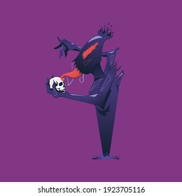 Fancy vector illustration of a character. The embodiment of human fears. The inner fear living in man. Modern concept of fear for your projects. Object isolated 