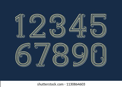 Fancy Vector Numbers In Patterned Retro Style.