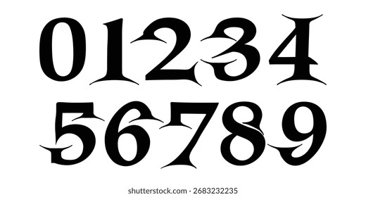 Fancy Vector Numbers Set. Elegant Decorative Numerals for Luxury Wedding Invitations