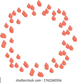 Fancy vivid ruby diamond jewels in circle shape frame isolated on white background. Vector illustration jewels or precious diamonds gem set.
