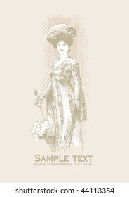 fancy woman 19 century. vector background