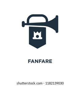 Fanfare icon. Black filled vector illustration. Fanfare symbol on white background. Can be used in web and mobile.