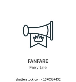 Fanfare outline vector icon. Thin line black fanfare icon, flat vector simple element illustration from editable fairy tale concept isolated on white background