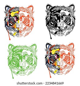 fang symbol carnivore tattoo tiger portrait