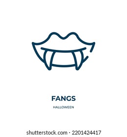 Fangs Icon. Linear Vector Illustration From Halloween Collection. Outline Fangs Icon Vector. Thin Line Symbol For Use On Web And Mobile Apps, Logo, Print Media.