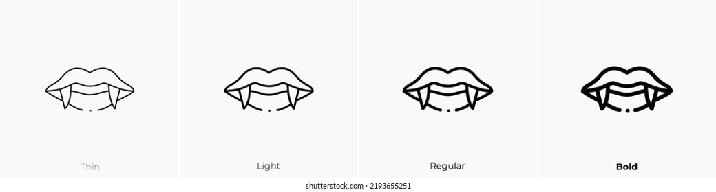 Fangs Icon. Thin, Light Regular And Bold Style Design Isolated On White Background