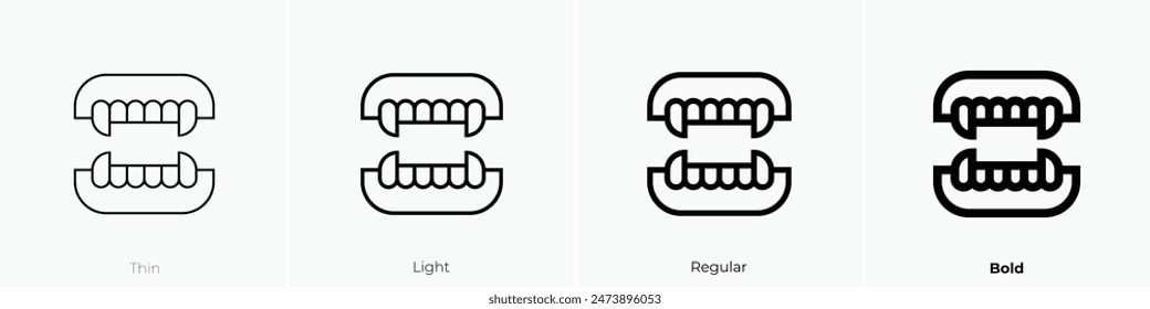 fangs icon. Thin, Light Regular And Bold style design isolated on white background