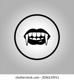 
Fangs And Lips Vector Icon Logo Halloween. Halloween Icon Set,symbol And Vector,Can Be Used For Web, Print And Mobile