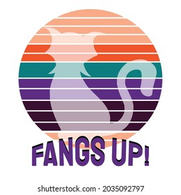 Fangs up! Funny Halloween Cat T-shirt Sunset Retro Halloween Color Background
Fashion design, Halloween t-shirt