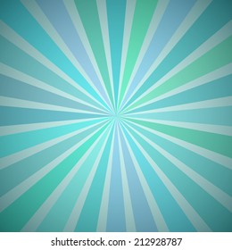 Fanning Rays Abstract Geometric Background with Exploding Stripes in Pastel Vintage Shades of Blue and Green
