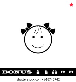 Fanny baby icon flat. Black pictogram on white background. Vector illustration symbol and bonus button open and closed lock, folder, star