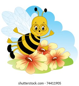 Fanny bee. Baby cartoon vector.