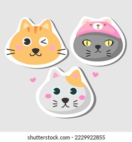 Fanny cartoon cat. character design collection stickers funny cats. vector art and illustration.
