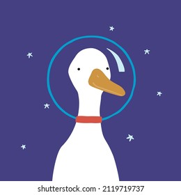 Fanny goose astronaut. Kids graphic. Vector hand drawn illustration.