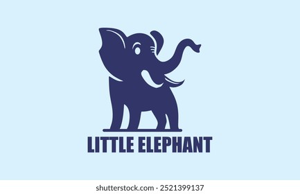 fanny little elephant playing logo, silhouette of great animal vector illustrations