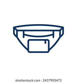 Icono de la bolsa Fanny Pack. Ilustración aislada del arte de la línea del vector con el trazo editable del bolso popular del deporte y del viaje de la cintura de la bolsa en diseño casual moderno mínimo.