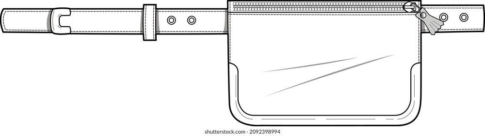 FANNY PACK AND BUM BAG WALLET WITH BELT VECTOR SKETCH