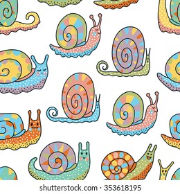 Fanny snails seamless pattern
