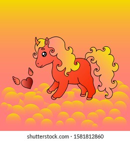 fanny unicorn and heart doodle vector image