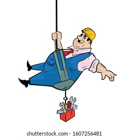 Fanny worker in style sketch. Isolated Flat Cartoon Character Illustration