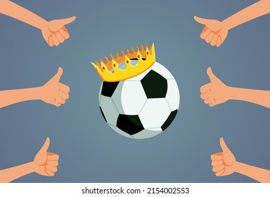 
Fans Appreciating Soccer As King Of All Sports Concept Illustration. Cheerful Supporting People Admiring Victory In Football Championship
