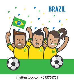 Fans cheering Brazil soccer team - vector